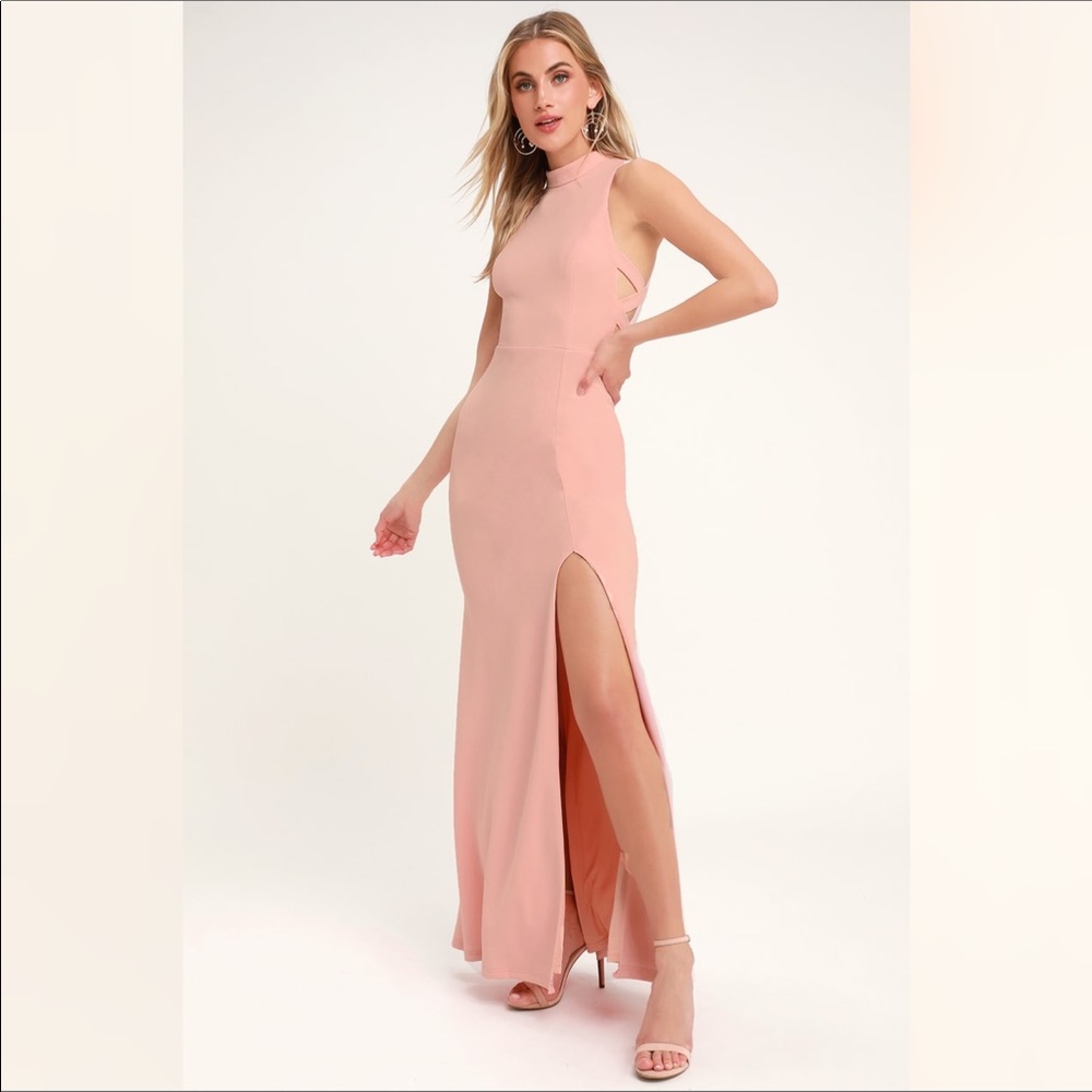 NWOT LULUS Mock Neck Cutout Maxi Dress